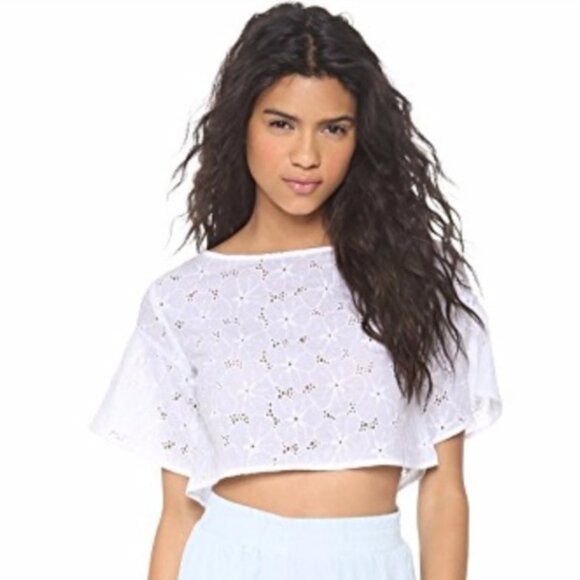 BB Dakota Chevelle Eyelet Cropped Blouse - Picture 1 of 2